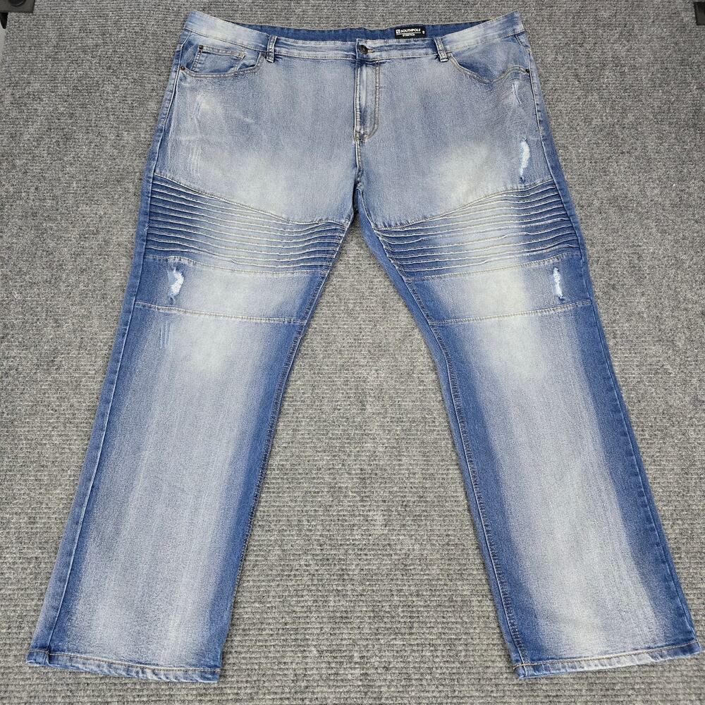 Southpole Moto Biker Jeans Mens 48x33 Light Wash Distressed Stretch Y2K